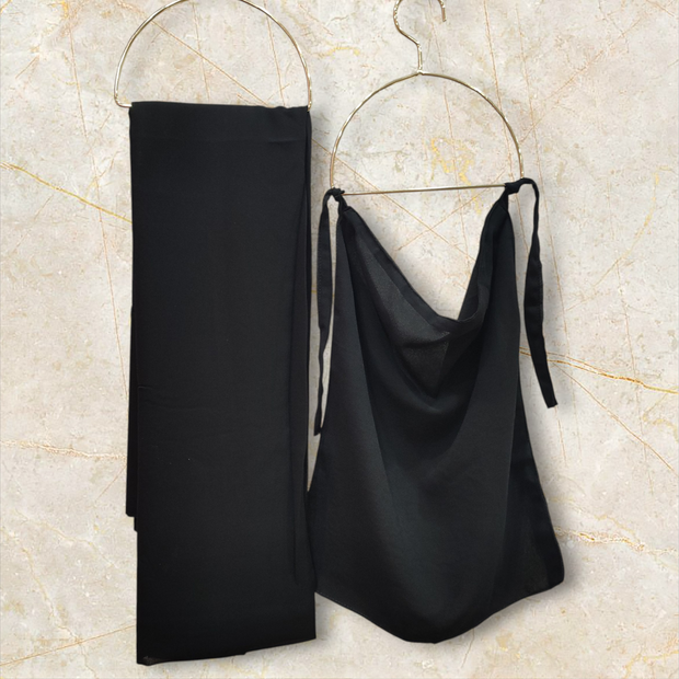 Georgette Matching Hijab and Niqab Set - Black
