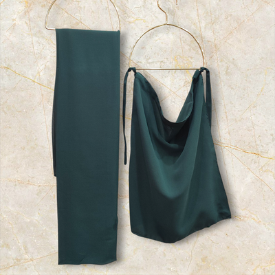 Georgette Matching Hijab and Niqab Set - Bottle Green