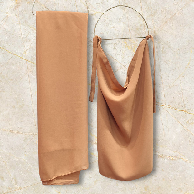 Georgette Matching Hijab and Niqab Set - Beige
