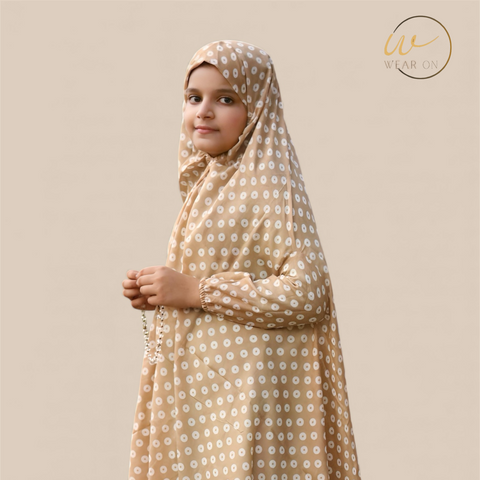 Kids Namaz Chaddar – Polka Dot (Beige)