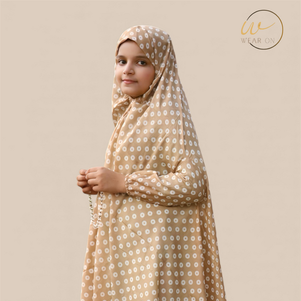 Kids Namaz Chaddar – Polka Dot (Beige)