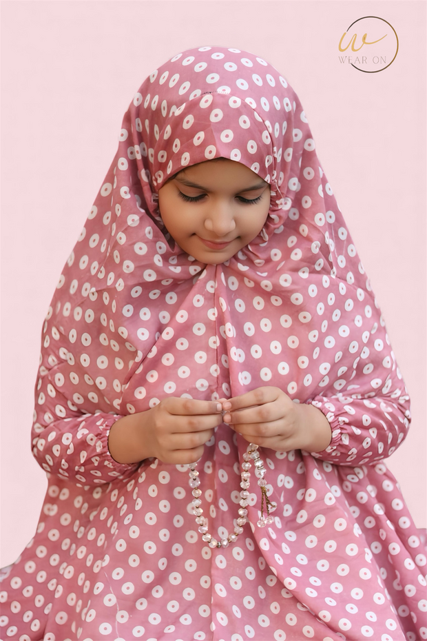 Kids Namaz Chaddar – Polka Dot (Pink)