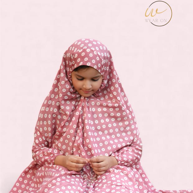Kids Namaz Chaddar – Polka Dot (Pink)