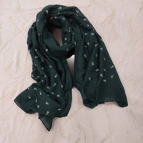 Lawn Floral Embossed (Bottle Green)
