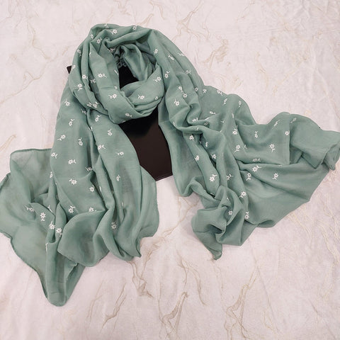 Lawn Floral Embossed (Dusty Green)
