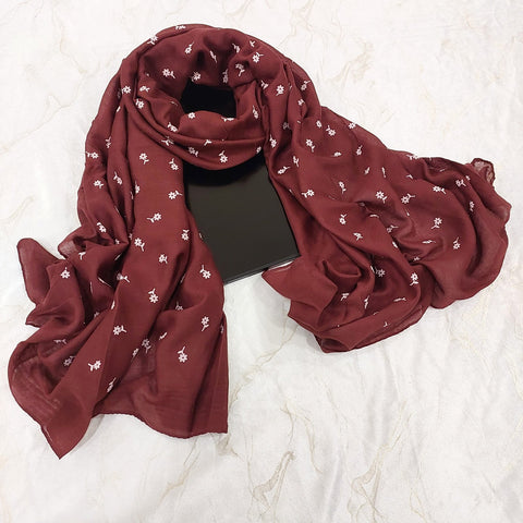 Lawn Floral Embossed (Maroon)