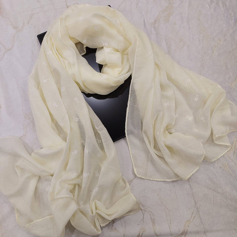 Lawn Floral Embossed (Off White)