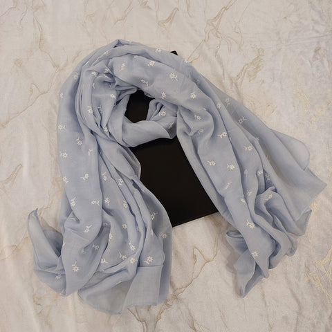 Lawn Floral Embossed (Sky Blue)