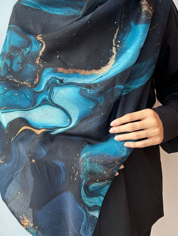 Printed Modal Marbelized Ocean